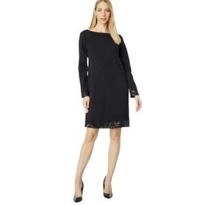 Marina Women’s Sequin Trim Black Evening Dress Size 6 NWT